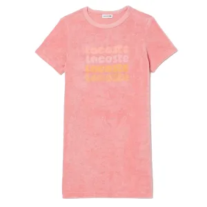 Lacoste Meisjes Repeat Logo Katoenen T-shirt Jurk (Roze)