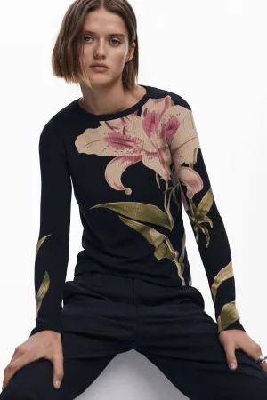 Desigual top zwart rib gebreid