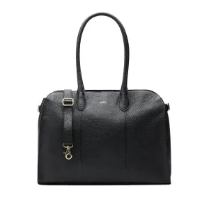 Manfield leren schoudertas zwart