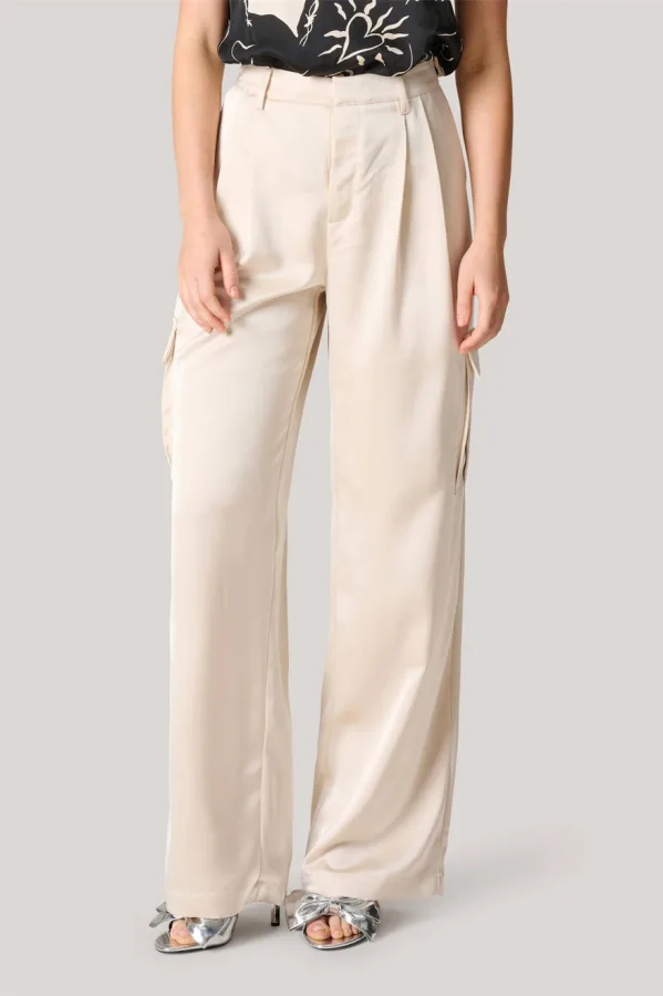 Shoeby high waist wide leg broek ecru