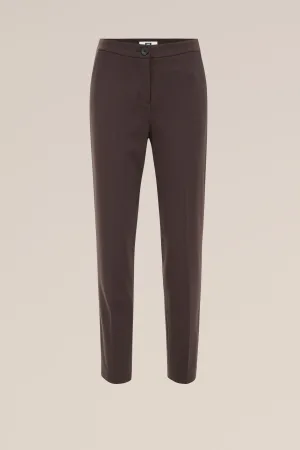 WE Fashion – Dames slim fit jersey pantalon met stretch – Slim Fit – Donkerbruin – Viscose –