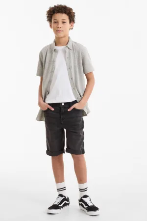 anytime denim short donkergrijs