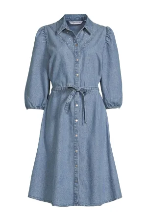 anytime denim overhemdjurk met strass steentjes blauw