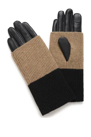 ICHI leren handschoenen IAMADISON zwart/bruin