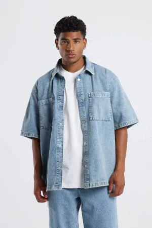 America Today loose casual overhemd blauw