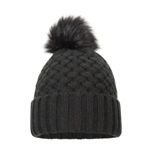 Mountain Warehouse Dames/Dames Lisbon Pom Pom Borg gevoerde muts (Zwart)