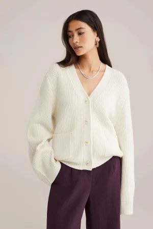 WE STUDIO wollen vest ecru grof gebreid