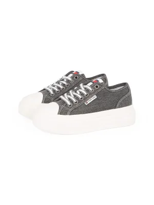 TOMMY JEANS Plateausneakers TJW FOXING FLATFORM LC , vrijetijdsschoen, halfschoen, veterschoen in jeans-look