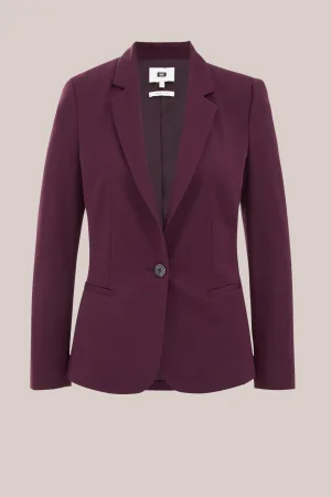 WE Fashion – Dames getailleerde jersey blazer met stretch – Aubergine – Viscose –