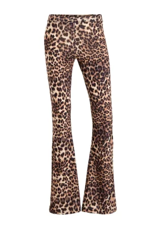 anytime flared broek met leopard print bruin/zwart
