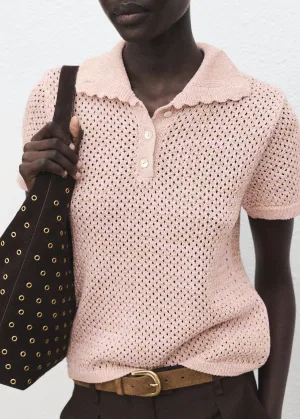 Mango top lichtroze grof gebreid