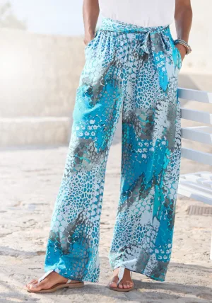 Buffalo Palazzobroek met animal print en elastische tailleband, sweatpants, stoffen broek