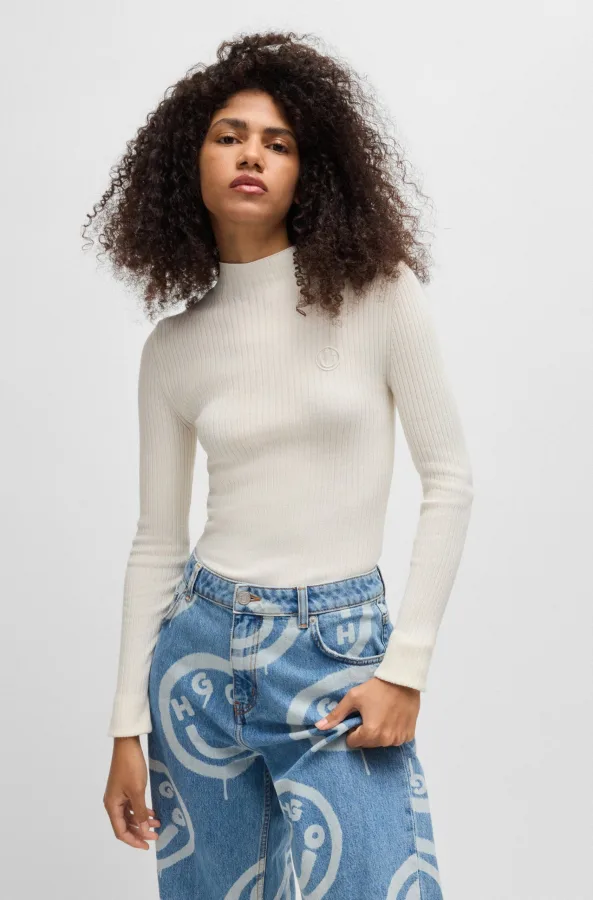 HUGO Blue Trui met staande kraag