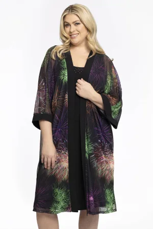 YOEK mesh vest met all over print zwart/oranje/groen