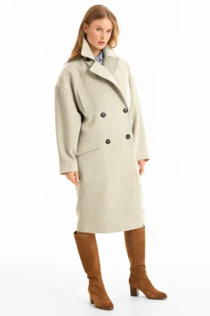 anytime oversized wollen jas crème