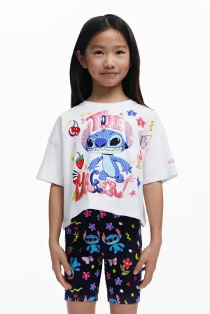 Desigual Lilo & Stitch T-shirt wit met glitter