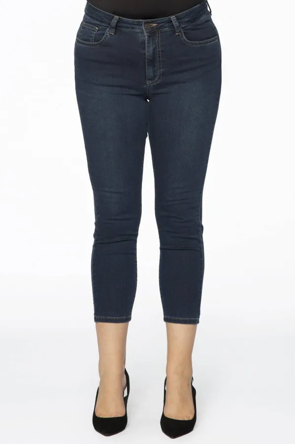 YOEK cropped high waist skinny jeans dark denim