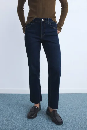 Mango straight leg jeans dark blue denim