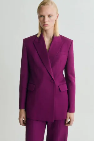 Mango linnen regular blazer aubergine