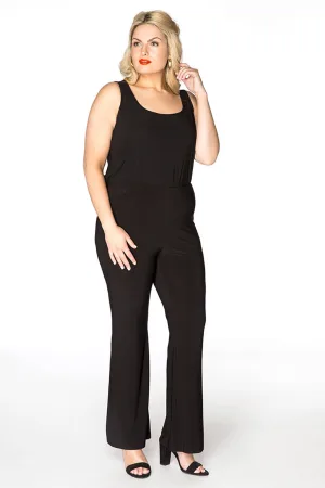 YOEK bootcut broek DOLCE van travelstof zwart