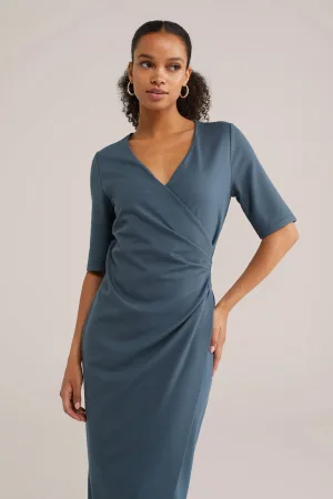 WE Fashion midi jurk grijsblauw