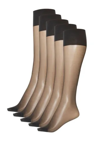 anytime panty kniekousen 20 denier – set van 5 zwart