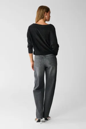 Shoeby top Glitter met vleermuismouwen zwart