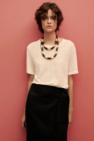 Mango linnen midi rok zwart