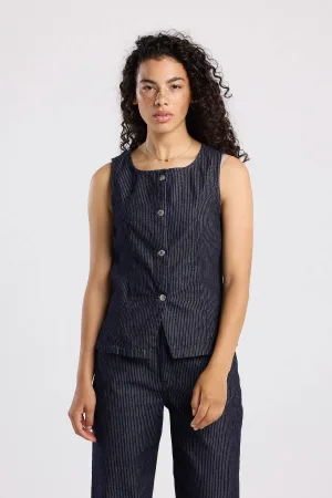 America Today denim gilet dark blue denim