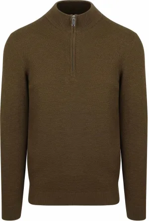 Profuomo Half Zip Pullover Structure Donkergroen
