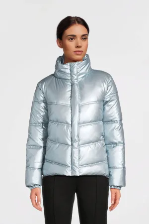 anytime metallic gewatteerde jas lichtblauw