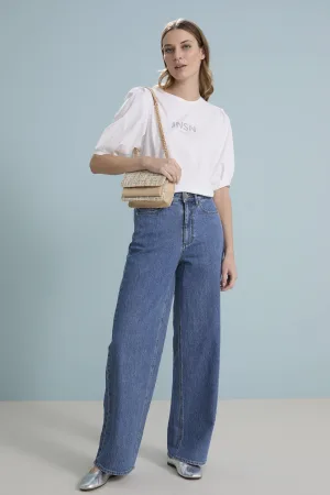 VILA high waist wide leg jeans medium blue