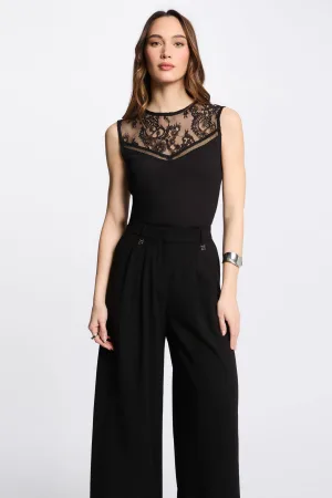 Morgan kanten mouwloze top zwart
