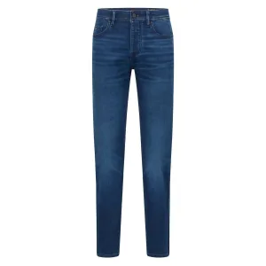 Boss Heren leren patch taps toelopende jeans (Marine)
