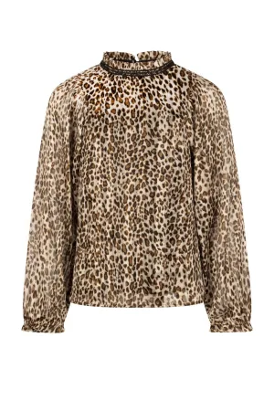 AI&KO top LIENE met panterprint beige/bruin/zwart