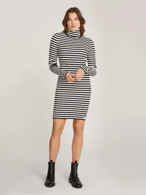Calvin Klein Jerseyjurk WOVEN LABEL TIGHT SWEATER DRESS