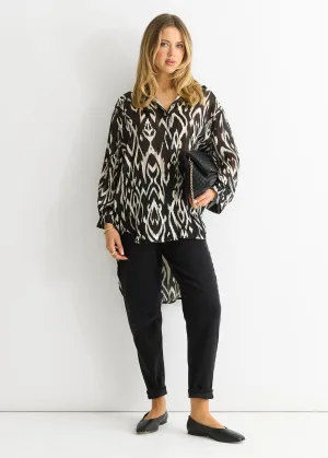 Oversized shirt met mono abstracte print