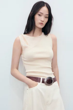 Mango mouwloze top beige