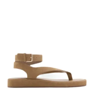 Mango suède sandalen beige
