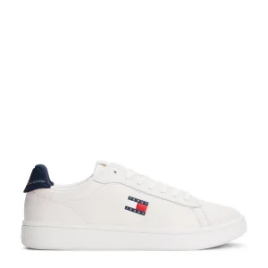 Tommy Jeans leren sneakers wit/blauw