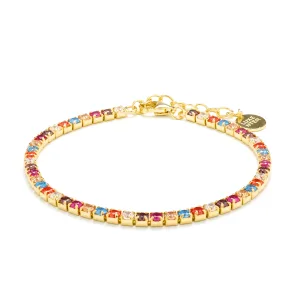 Luxenter 925 Sterling zilveren armband met multicolour zirkonia afgewerkt in 18K geel goud – Tahu
