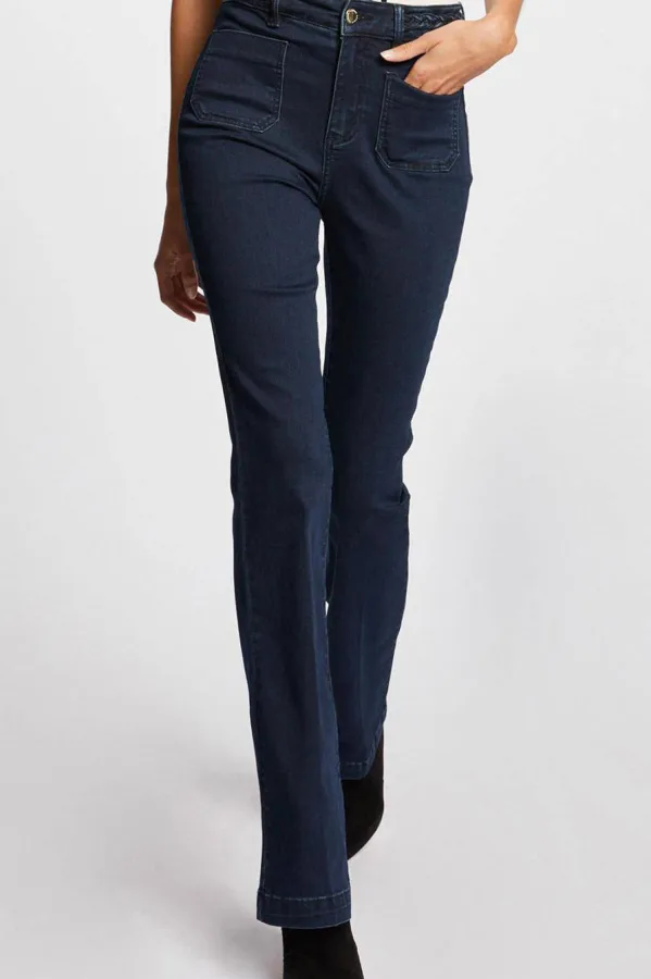 Morgan high waist flared jeans dark denim
