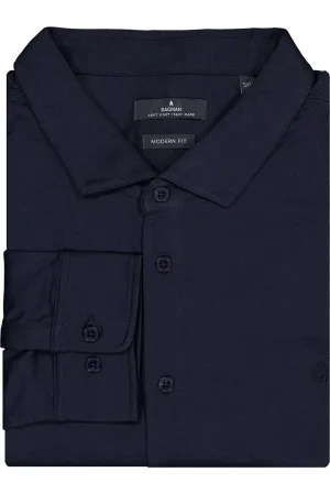 RAGMAN Softknit Overhemd marine, Effen