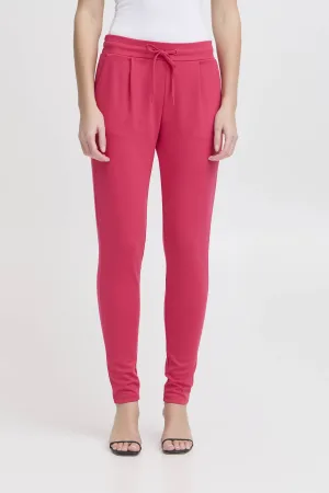 ICHI jersey regular waist casual broek roze