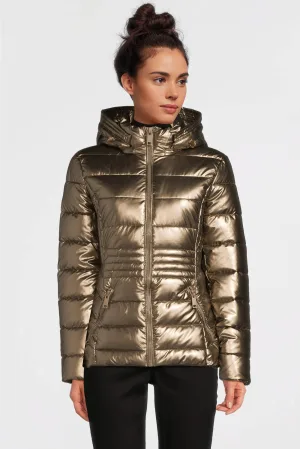 anytime metallic gewatteerde jas brons