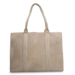 Manfield suède shopper beige