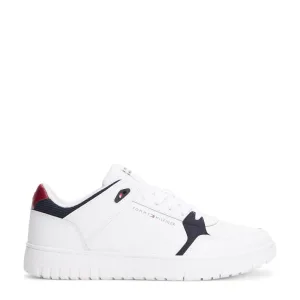 Tommy Hilfiger Basket core leren sneakers wit/donkerblauw
