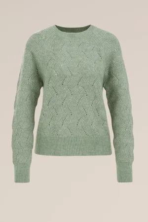 WE Fashion – Dames gebreide trui met opengewerkt dessin – Regular fit – Groen –