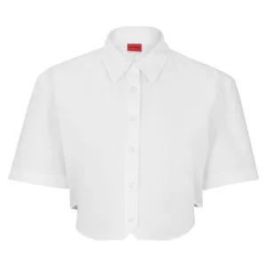 Hugo Dames/Dames Enovia Cropped Regular Blouse (Wit)