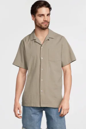 anytime seersucker overhemd lichtkhaki